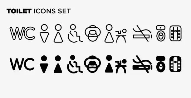 Vector illustration of bathroom toilet icon set