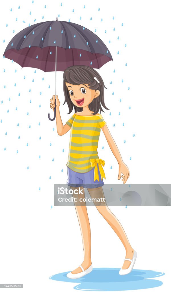Девочка держит зонтик - Векторная графика Блуза роялти-фри