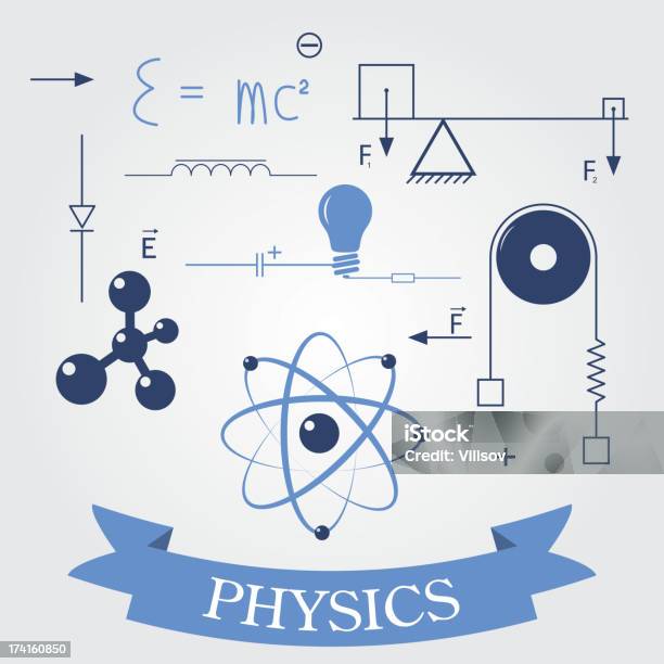 Symbols Of Physics Stock Illustration - Download Image Now - Abstract, Atom, Beaker