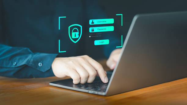 istock User type username and password for the computer laptop. Cyber security concept to protect personal data. Secure encryption and access to the user's private information to access the internet. 1741610168