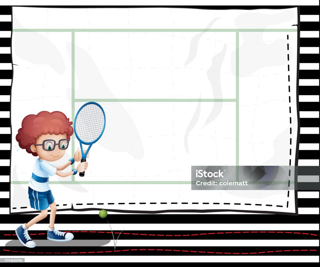 Papier mit einem Bild eines Jungen tennis - Lizenzfrei Aktivitäten und Sport Vektorgrafik