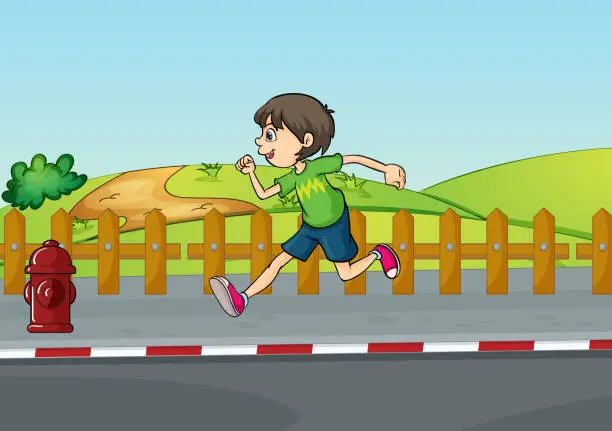 Vector illustration of boy running