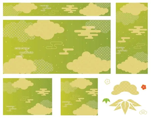 Vector illustration of Japanese style cloud pattern background.