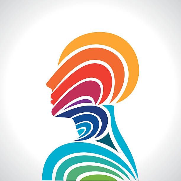 голова человека, думающего решений от разноцветной - brain concentration mental illness intelligence stock illustrations