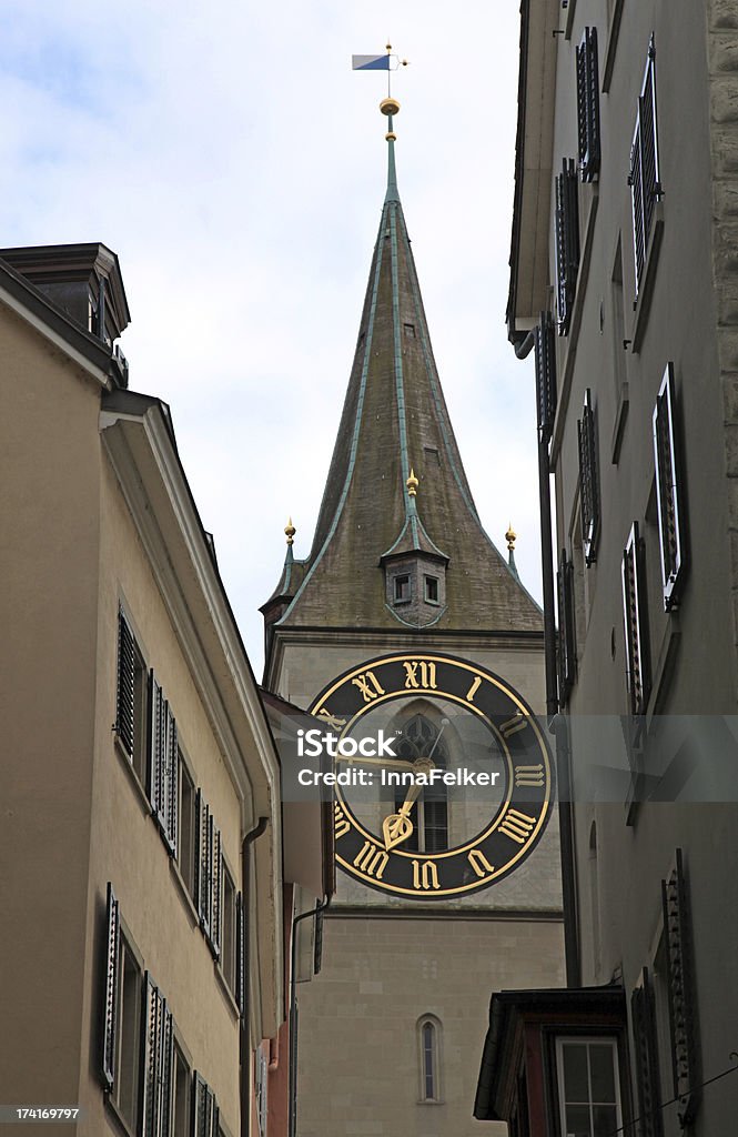Clock tower of St Peters Church, Zurych, Szwajcaria - Zbiór zdjęć royalty-free (Architektura)