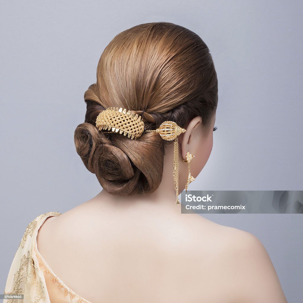 bridal hair style back-view of bridal hair style Adult Stock Photo