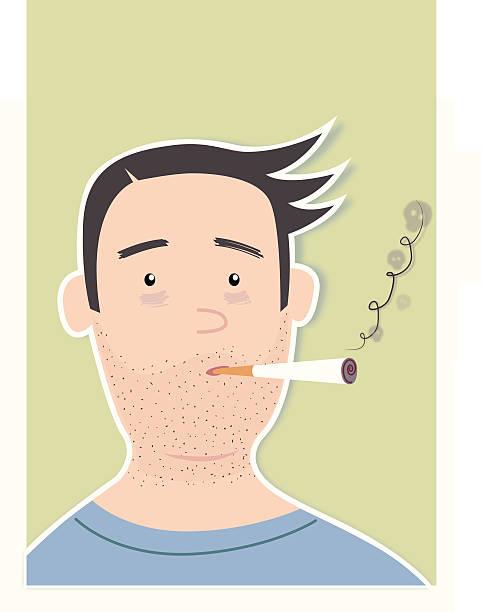 smoker man vector art illustration