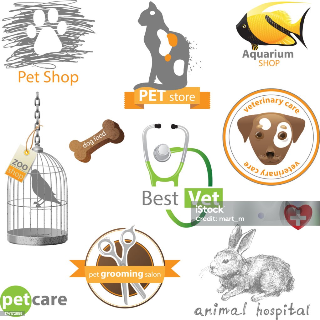 Animais de estimação e ícones e elementos de design - Vetor de Amor royalty-free