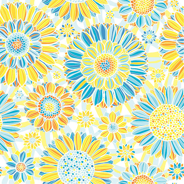 ilustraciones, imágenes clip art, dibujos animados e iconos de stock de patrón sin costuras de flor - chrysanthemum single flower flower textile