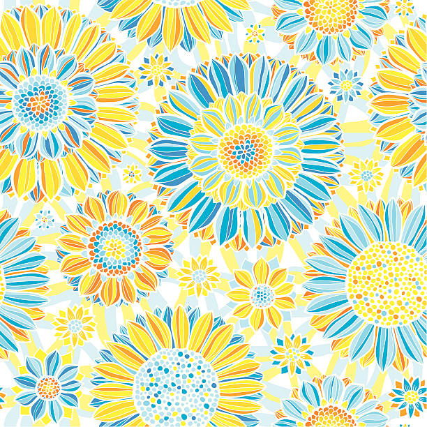 bezszwowe kwiatowy wzór - chrysanthemum single flower flower pattern stock illustrations