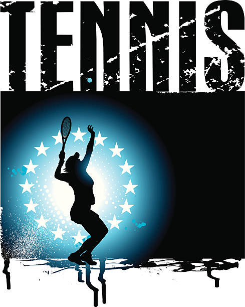 ilustraciones, imágenes clip art, dibujos animados e iconos de stock de fondo grunge de tenis de las mujeres y niñas - silhouette tennis competitive sport traditional sport