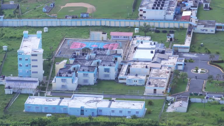 Exterior of Najayo prison, San Cristobal in Dominican Republic. Aerial drone view