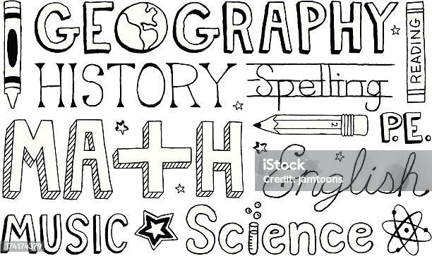 School Subjects Doodles Stock Illustration - Download Image Now - High School, Doodle, Crayon