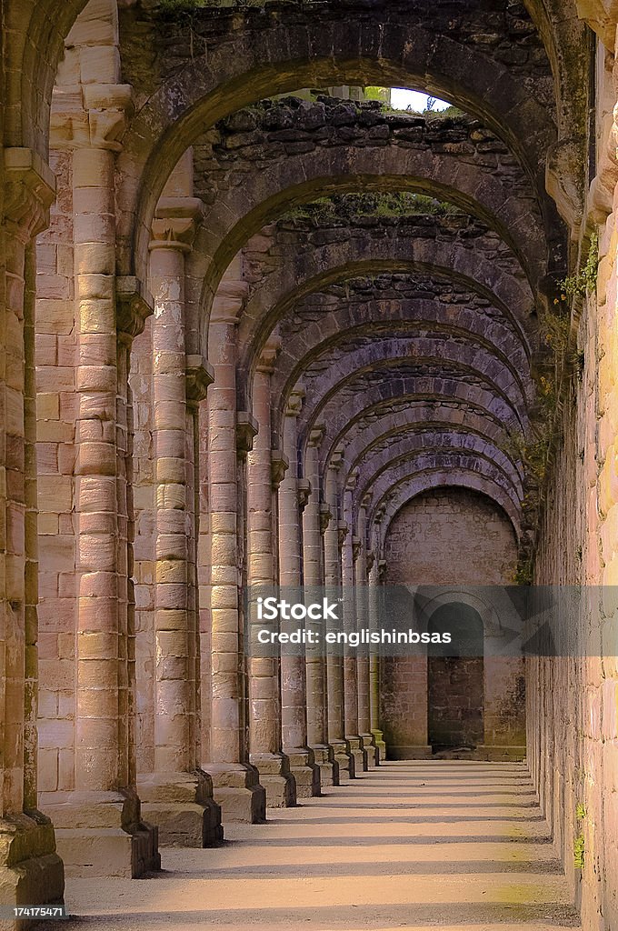 Columns of an ancient Abbey The columns of an ancient abbey in North Yorkshire, United Kingdom Abbey - Monastery Stock Photo
