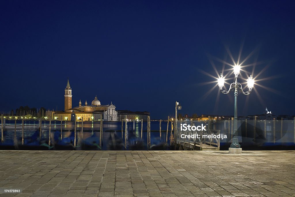 Сан-Джорджо Маджоре церкви Long exposure на ночь. - Стоковые фото Лагуна роялти-фри