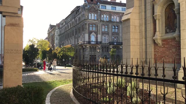 Budapest Downtown Square Blue Sky Cityscape Christian Roman Catholic Church Ornamental Garden Green Corridor Clear Passage City Break Relax In Nature After Work Hungary Central And Eastern Europe