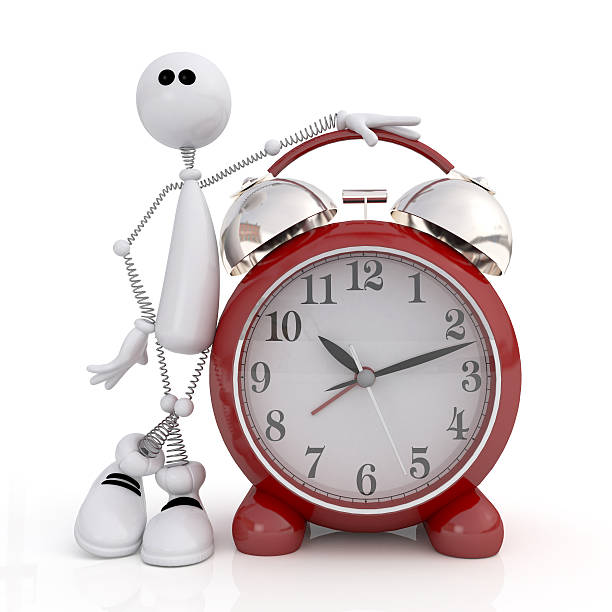 istock The 3D little man with hours. 174178537