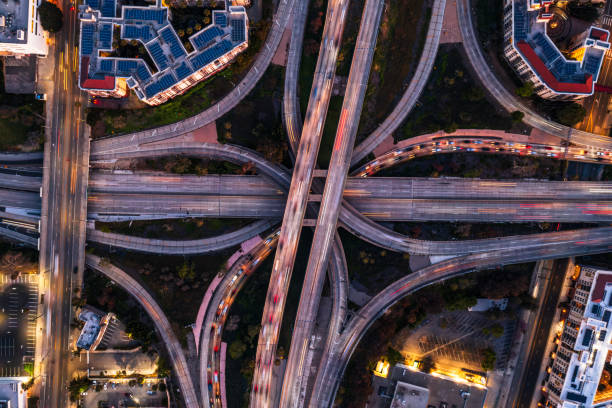 istock Overpass of multiple highway intersections in LA at dusk 1741785481