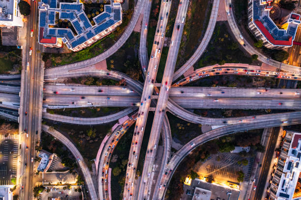 istock Overpass of multiple highway intersections in LA at dusk 1741785502