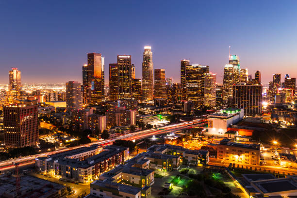 istock LA city skyline with lights at dusk 1741785526
