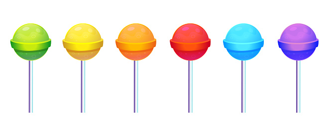 set of multi-colored round lollipops