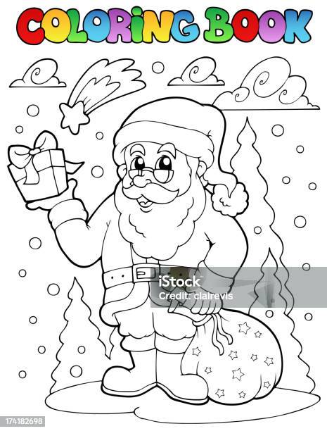 Libro Da Colorare Tema Di Babbo Natale 2 - Immagini vettoriali stock e altre immagini di Abbigliamento - Abbigliamento, Adulto, Allegro