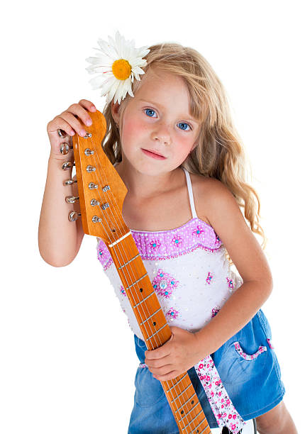 istock Little girl with electric guitar 174182808