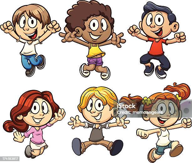 Excited Cartoon Kids Stock Illustration - Download Image Now - Cartoon, Child, Excitement