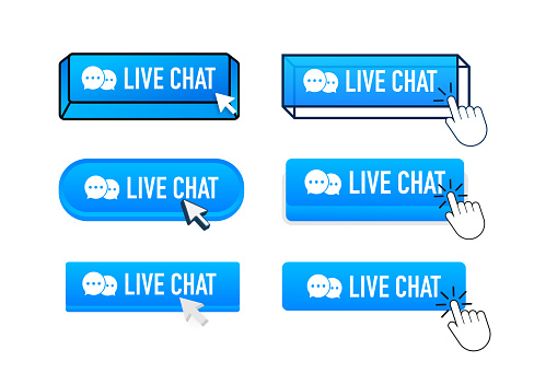 Chat Button Example Live Chat Button With Pointer Clicking Live Chat Web Buttons Set User ...