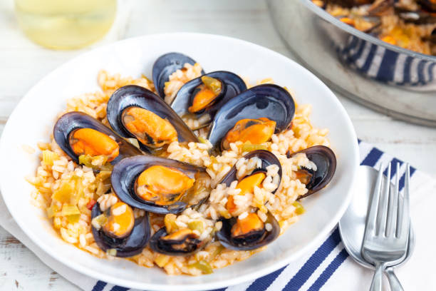 istock Delicious broth rice with mussels 1741844785