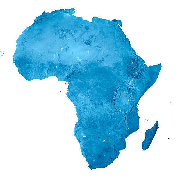 Africa Topographic Map Isolated +++ Note to Inspector: URL of source images: http://earthobservatory.nasa.gov/Features/BlueMarble/BlueMarble_monthlies.php +++ sahel stock pictures, royalty-free photos & images