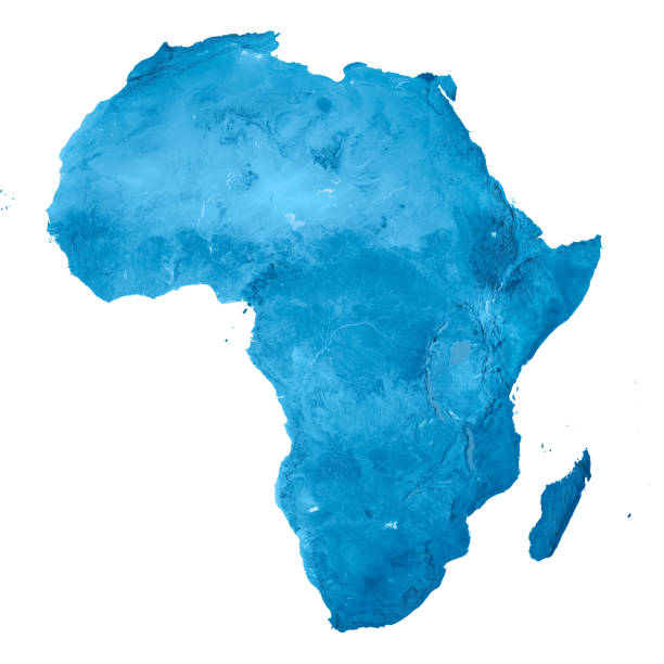 Africa Topographic Map Isolated +++ Note to Inspector: URL of source images: http://earthobservatory.nasa.gov/Features/BlueMarble/BlueMarble_monthlies.php +++ africa map stock pictures, royalty-free photos & images