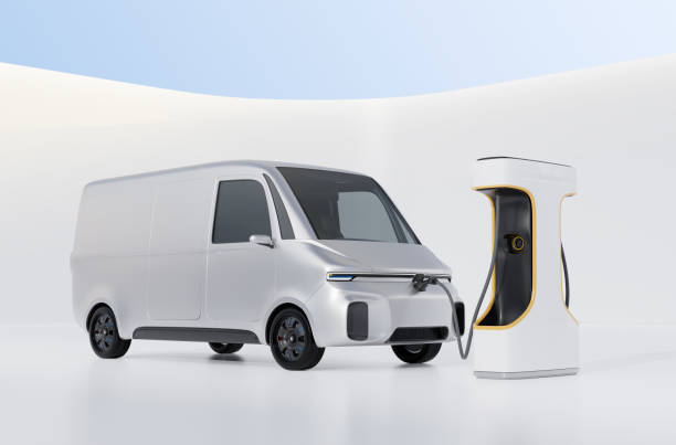 istock Electric Delivery Van charging in charging station 1741900134