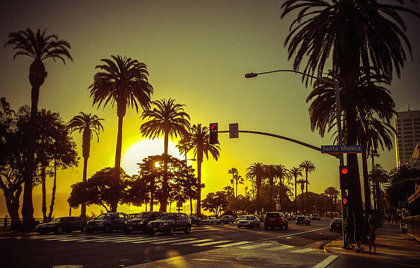 istock Santa Monica Boulevard and Ocean Avenue at Sunset 174190193