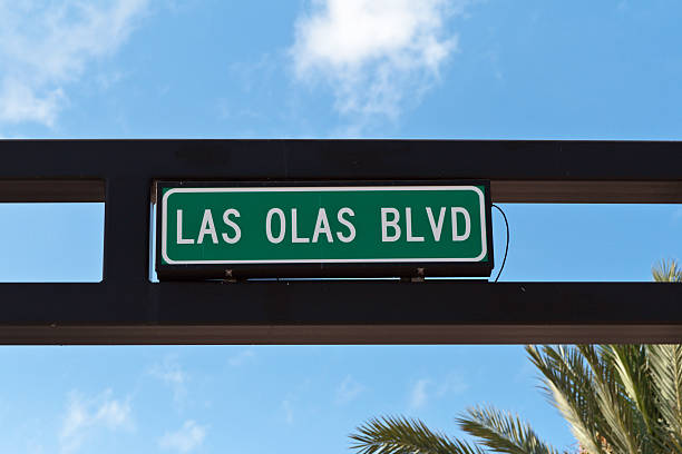 Las Olas boulevard sign in Fort Lauderdale, Florida stock photo