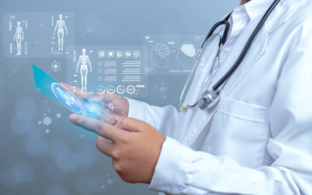 istock Doctor is using show screen for medical diagnostic analysis on modern virtual screen network connection. Medical technology concept. 1741958077