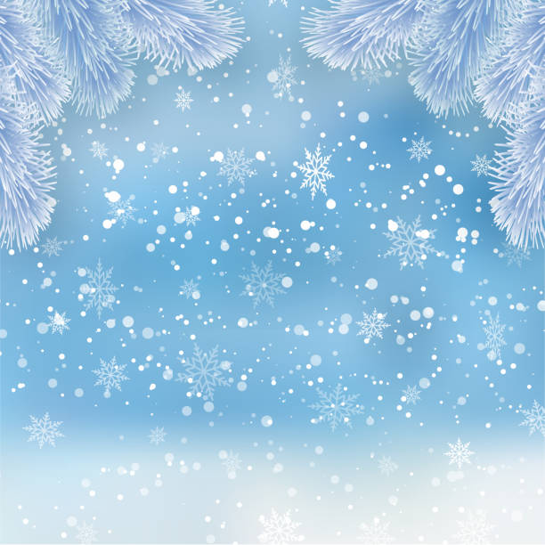 istock Christmas, Snowy background with falling snow, snowflakes, snowdrift for winter and new year holidays. Vector 1741958609