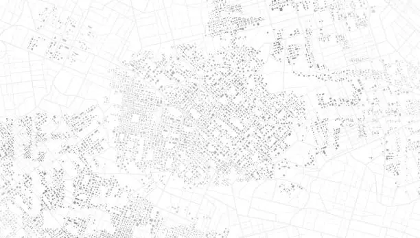 Vector illustration of City top view. View from above the map buildings. View from above the map buildings. Detailed view of city. Decorative graphic tourist map. Abstract transportation background. Vector, illustration.