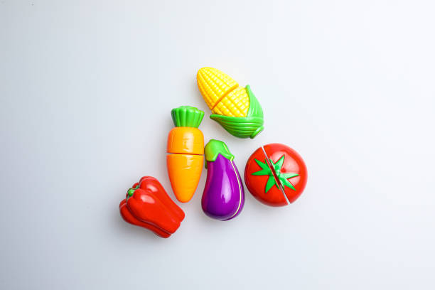 istock Fun and cute fruit children's toys. White background 1741995822