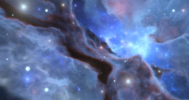 istock Glowing huge nebula with young stars. Space background 1742027933