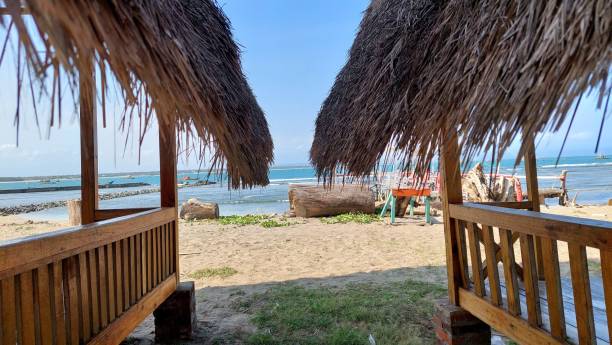 istock Binuangeun Beach in Banten with a resting place for visitors. 1742029926
