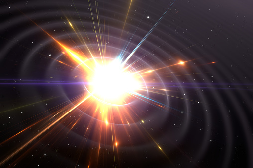 Gravitational waves of a core-collapse supernova explosion. 3D illustration