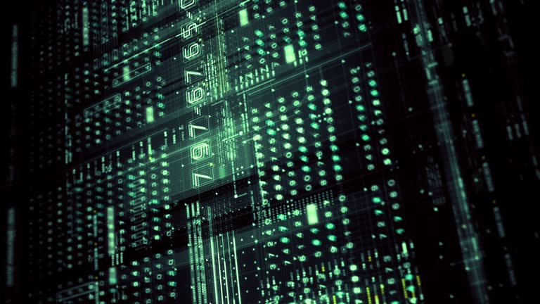 Vertical format: Advanced data matrix simulation with a dynamic and immersive display of interconnected data matrix information networks systems background