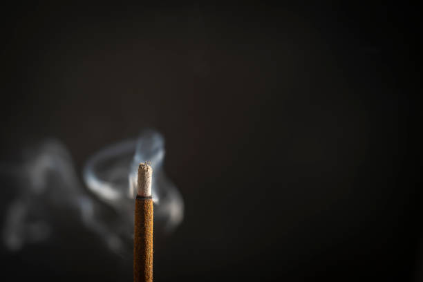 istock Asian incense stick burning with smoke, close up, macro 1742053846