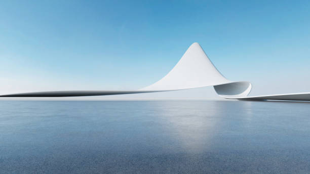 istock 3d render of abstract futuristic architecture with empty concrete floor. Scene for car presentation. 1742064520