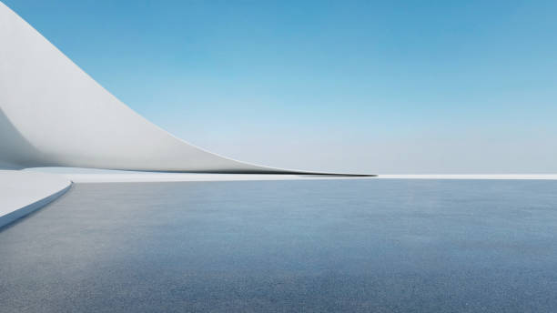 istock 3d render of abstract futuristic architecture with empty concrete floor. Scene for car presentation. 1742065040