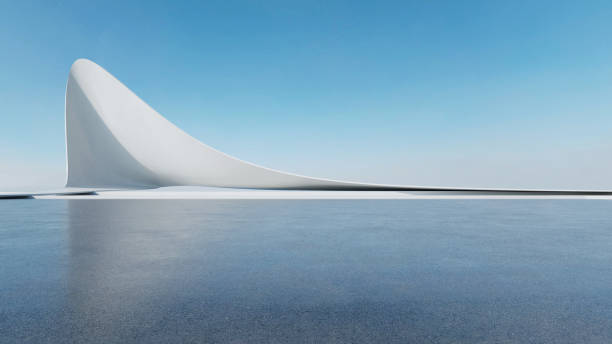 istock 3d render of abstract futuristic architecture with empty concrete floor. Scene for car presentation. 1742065041