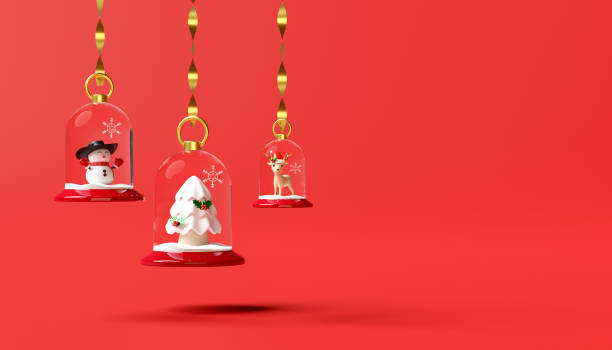 istock snow globe christmas decorative glass transparent with snowman, pine tree, reindeer, snowflake. merry christmas and happy new year, 3d render illustration 1742073590