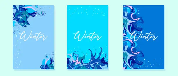Vector illustration of Set of abstract winter backgrounds for social media stories.