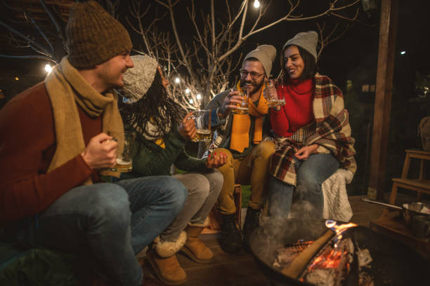 istock Enjoying by the campfire on a winter night 1742078389